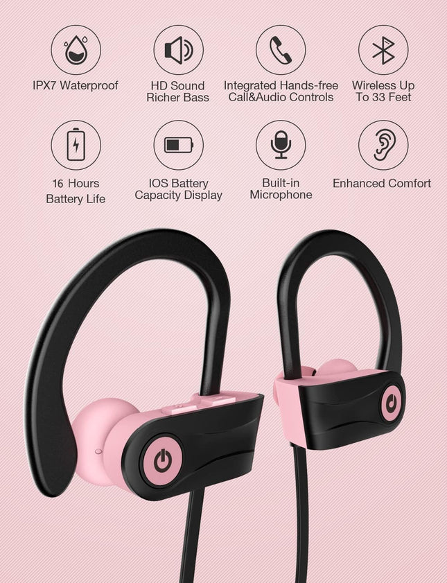 Otium Bluetooth Headphones Wireless Earbuds Headsets Wireless Earbuds Bluetooth Earphones IPX7 Waterproof 15 Hours Playt