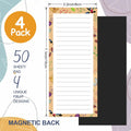 Joyberg Magnetic Notepads for Refrigerator - Flower Design, 50 Sheets per Pad, 4 Pack Memo Pads for Grocery Lists and To-Dos