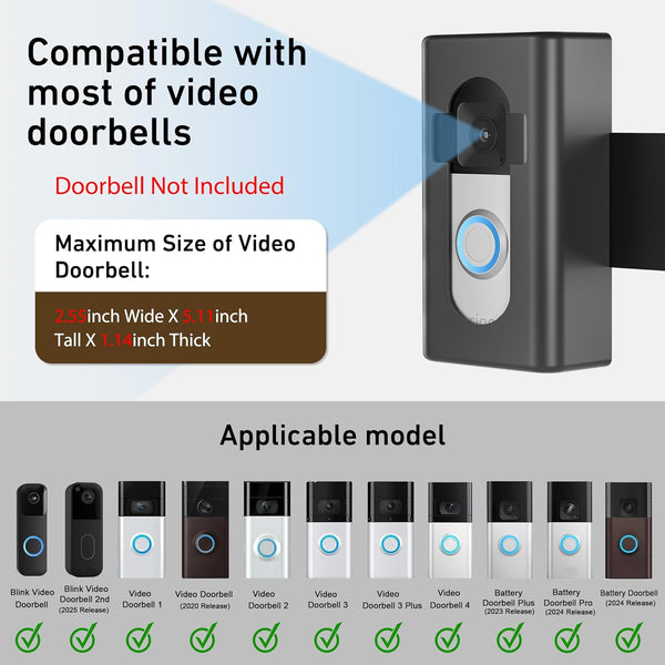 Anti-Theft Video Doorbell Mount,Ahbteym Mount No Drill Bracket Holder Accessories for Apartment Home Rentals Compatible with Ring Video Doorbell