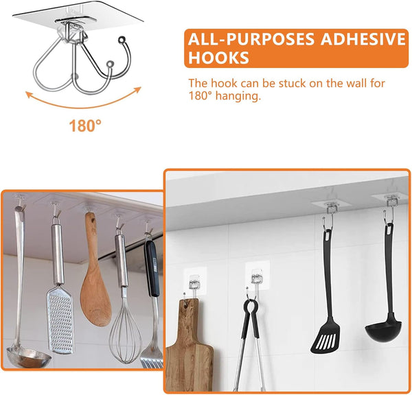 Adhesive Hooks for Hanging 33Lbs Heavy Duty Towel Coat Hooks Waterproof Self Adhesive Wall Hooks for Bathroom Shower Kitchen Door Home Improvement