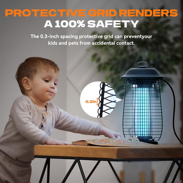 Bug Zapper Indoor & Outdoor, 4200V Electric Mosquito Zapper, 10 Years Lifespan, 6.5Ft Power Cord, Waterproof, Fly Trap Mosquito Trap, Fly Killer