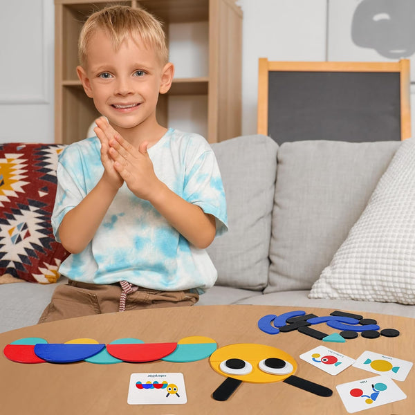 Likee Open Ended Wooden Shape Puzzles (36 Blocks&60 Cards) for Toddlers 3+ Years Old, Montessori Development Toys Preschool Education Activity