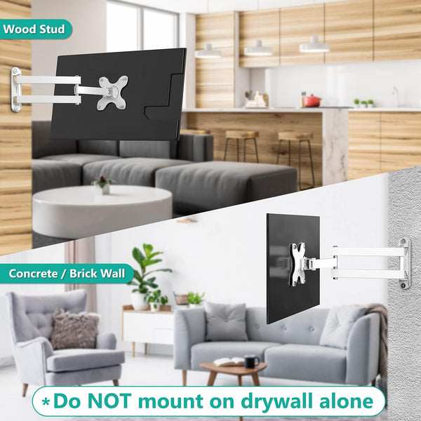 WALI TV Wall Mount Articulating LCD Monitor Full Motion 15 Inch Extension Arm Tilt Swivel for Most 13 to 32 Inch LED TV Flat Panel Screen with