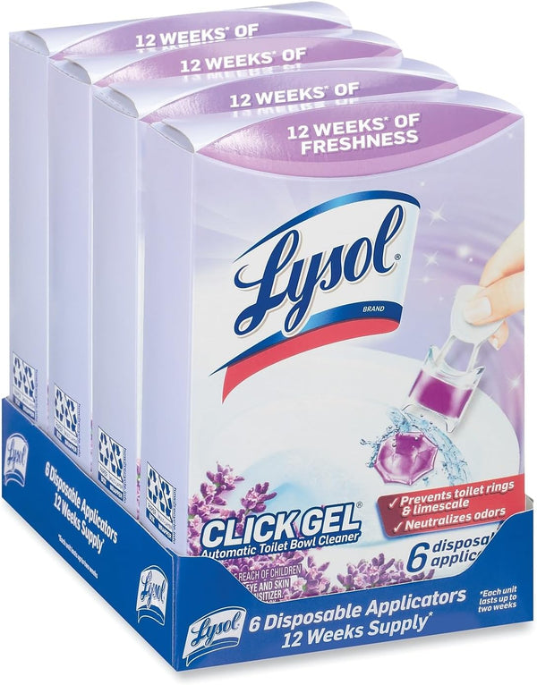 Lysol Click Gel Automatic Toilet Bowl Cleaner, for Cleaning and Refreshing, Lavender Fields, 6 Applicators (Pack of 1)