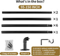 Industrial Curtain Rods for Windows 66 to 120 Inches, Blackout Wrap around Curtain Rod, for Indoor and Outdoor, 7/8 Inch Diameter, 95 to 150