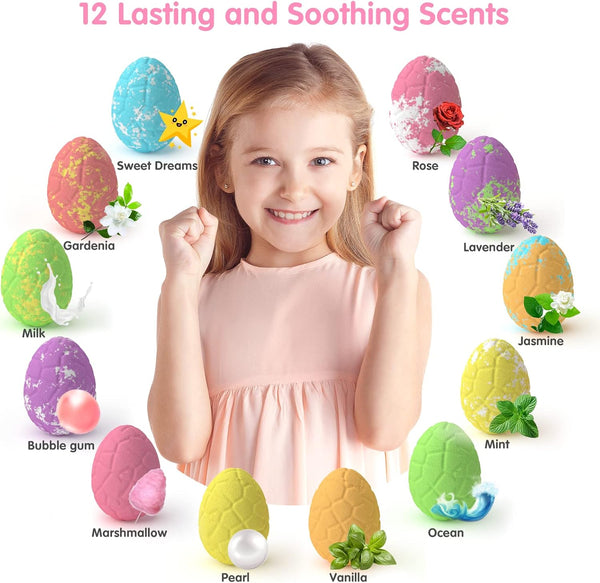 Kids Bath Bombs for Girls with Toys Inside, 12+1 Pack Unicorn Bath Bombs with Surprise Jewelry for Kids, Princess Girls Bathbombs with Mermaid