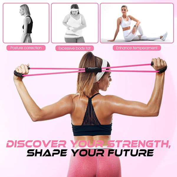 Figure 8 Resistance Band, Exercise Bands for Back, 8 Shaped Resistance Bands for Arms, Shoulder, Leg Stretching, Physical Therapy, Yoga, Pilates,