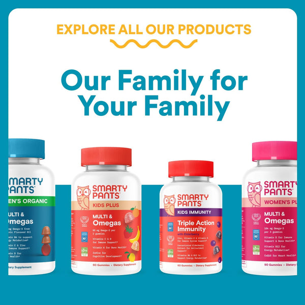 Smartypants Teen Guy Multivitamin Gummies - Improved Formula: Omega 3 (DHA/EPA), Vitamin D3, C, Vitamin B12, B6, A, K & Zinc, Folate, Gluten Free,