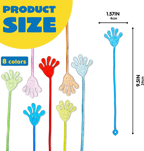 JOYIN 48Pcs Glitter Sticky Hands Party Favors, Party Table Favors Set for Kids, Holiday Traditions, Classroom Treasure Box Carnival Prizes Bulk