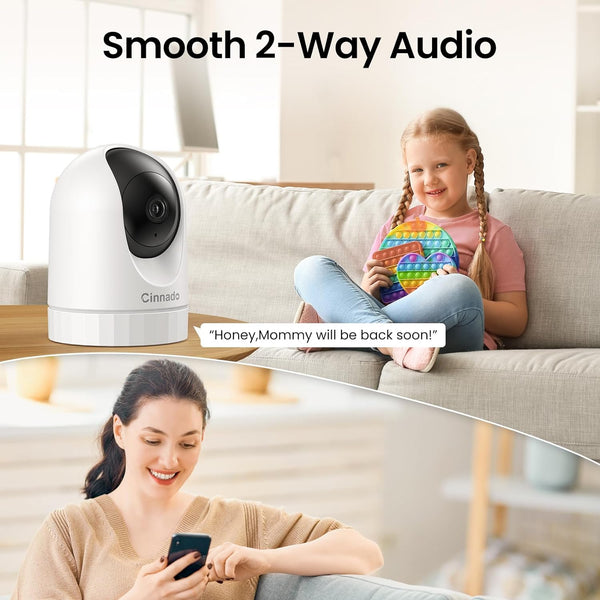 Security Camera Indoor-2K 360Â° Wifi Cameras for Home Securityï¼Pet/Dog/Baby Camera with Phone App, 2-Way Audio, Night Vision, 24/7 SD Card Storage,