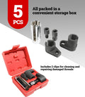 Zlirfy 5PCS Oxygen Sensor Removers,Automotive Oxygen Sensor Socket Wrench Remover Tool and Thread Chaser Set,O2 Oxygen Sensor Socket Set for