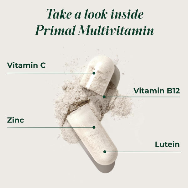 Primal Harvest Primal Multivitamin - Daily Multi-Vitamin Supplement with 21 Essential Vitamins & Minerals for Women & Men - Vitamin A, C, D, E,