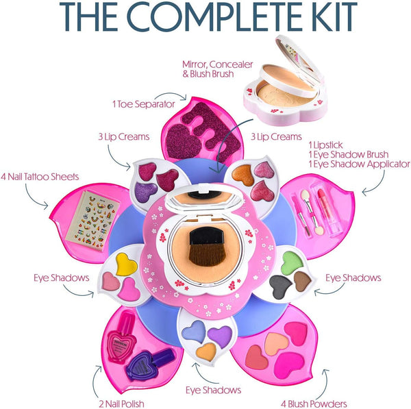 Toysical Makeup Kit for Teens - Flower Palette Gift Set for Teen Girls and Women - Makeup for Girls 10-12 - Petals Expand to 3 Tiers - Variety