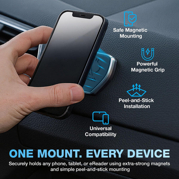 Naztech Magbuddy Anywhere Magnetic Phone Holder Tablet Mount Hands-Free - Easily Install Universal Compatibility for Iphone 16, 15, 14 Pro Max,