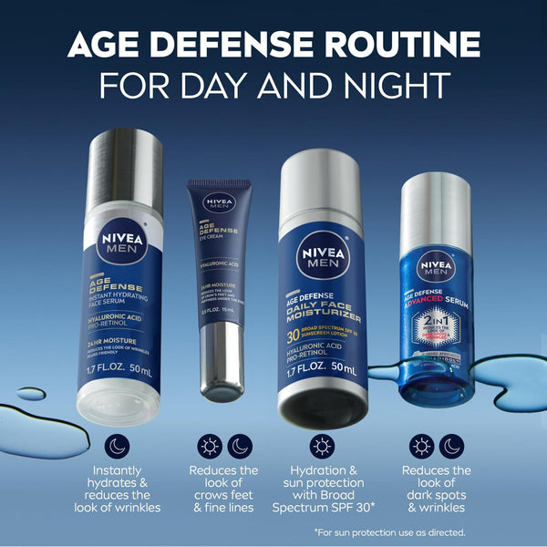 NIVEA MEN Age Defense Advanced Face Serum for Dark Spots with Thiamidol (TM) + Hyaluronic Acid, Skin Care Gifts for Dad, Helps Reduce Look of Dark