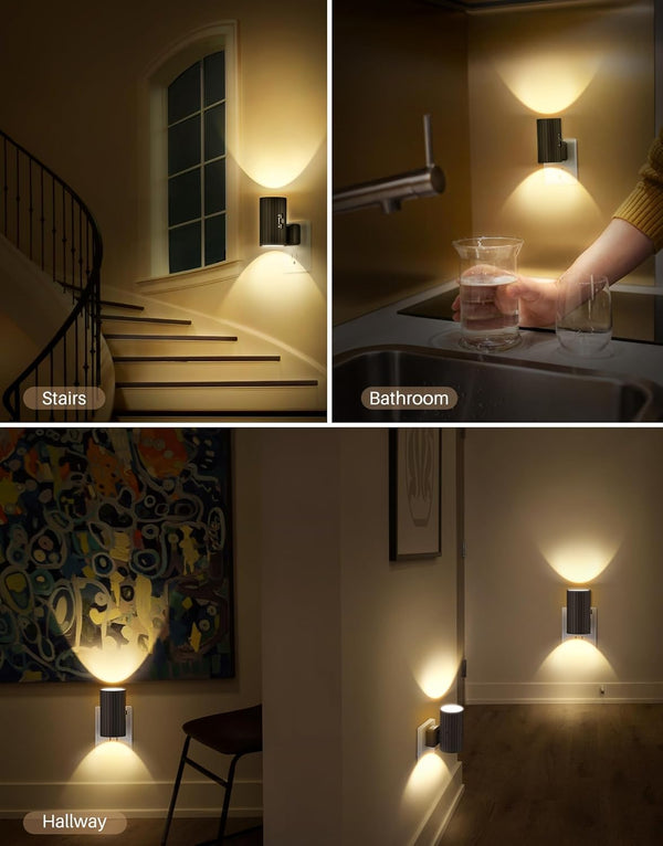Night Lights Plug into Wall, LED Plug in Night Light, Dusk to Dawn Light Sensor, 0-100LM Adjustable Brightness Wall Light, Soft White 3000K,