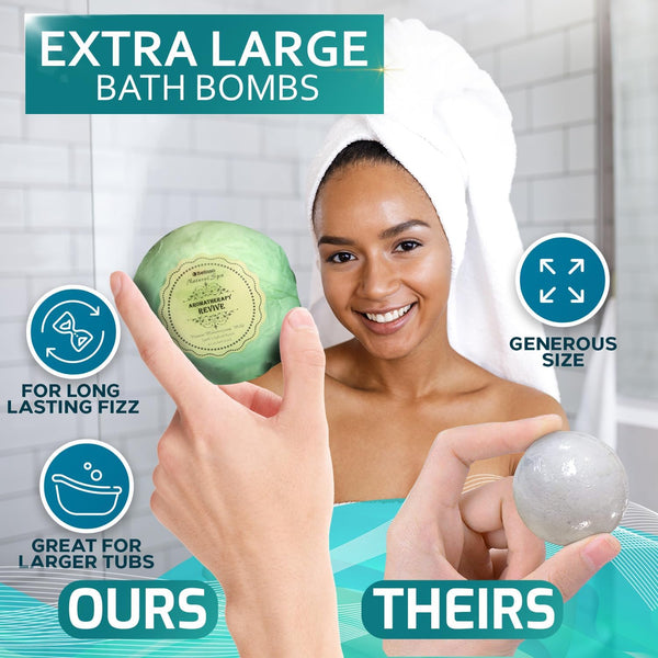 Bath Bombs Gift Set - 6 XXL Bubble Bath Fizzies (4.1 Oz Each) with Natural Dead Sea Salt Cocoa and Shea Essential Oils - Best Gift Idea for