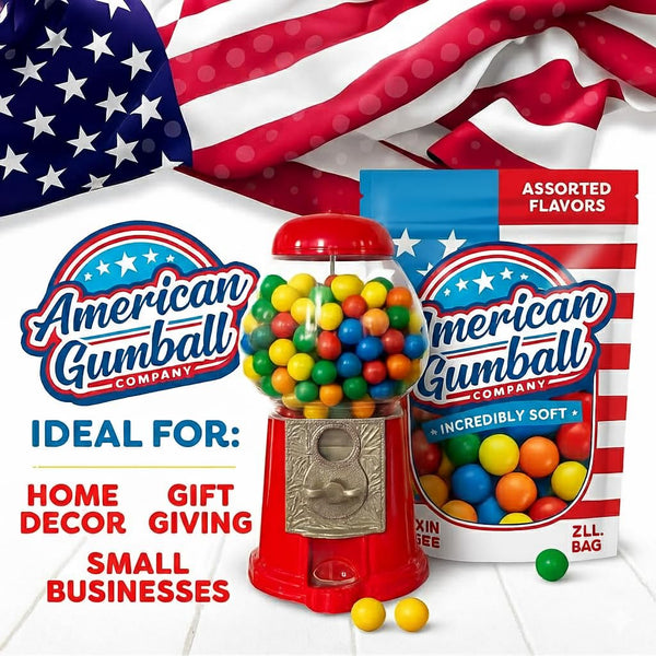American Gumball Company Refill Gumballs 2 Pound Bag - .62 Inch Small Gumballs for 1/2" Gumball Machine, Assorted Flavors
