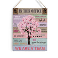 Office Quote Pink Tree Signs Wall Decor Desk Accessories Rustic in This Office Make a Difference Wooden Hanging Sign Decoration for Home Office