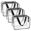 APREUTY Clear Makeup Bags, TSA Approved 3 Pcs Large Cosmetic Makeup Bags Set Clear PVC with Zipper Handle Portable Travel Luggage Pouch Airport