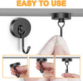 VNDUEEY 4 Pack 110LBS Magnetic Hooks Heavy Duty Neodymium Magnet Hooks for Hanging, Magnets with Hooks, Strong Swivel Magnetic Hooks for Fridge
