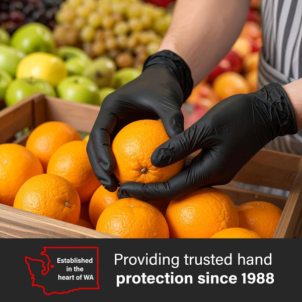 GLOVEWORKS Black Disposable Nitrile Industrial Gloves, 5 Mil, Latex & Powder-Free, Food-Safe, Textured