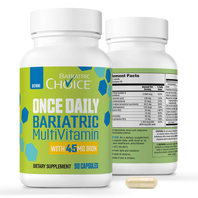 Bariatric Choice Once-Daily Bariatric Multivitamin with 45 Mg of Iron | Easy to Swallow Capsule | Vitamin for Bariatric Surgery Patients | 90