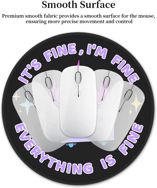 Funny Mouse Pad for Desk, Cute Office Decor for Women, Dumpster on Fire Small Mousepad with Non-Slip Rubber Base, This Is Fine round Computer