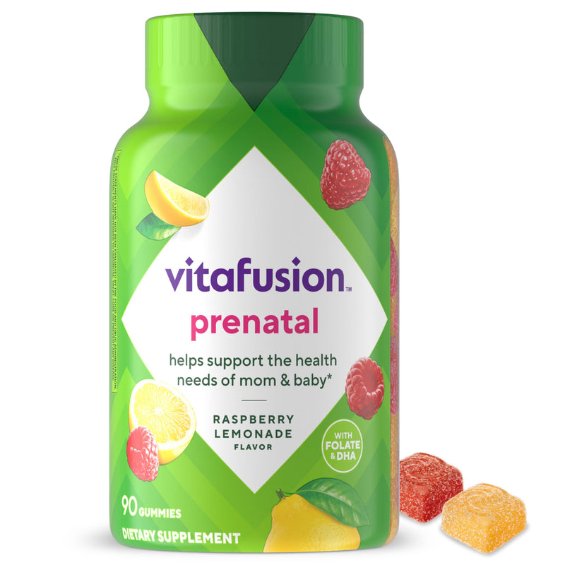 Vitafusion Prenatal Gummy Vitamins, Raspberry Lemonade Flavored, Pregnancy Vitamins for Women, with Folate and DHA, AmericaâS Number 1 Gummy