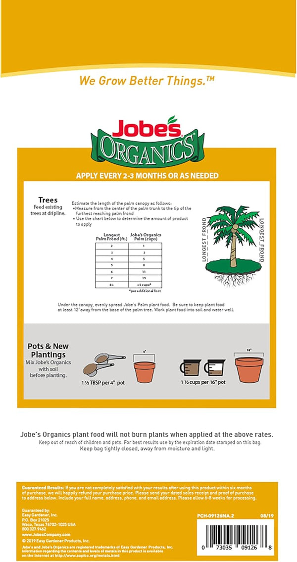 JobeâS Organics Granular Fertilizer, Organic Fertilizer for Palm Trees and Plants, 4 Lbs Bag