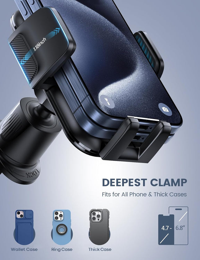 Lamicall 2025 Wider Clamp & Metal Hook Car Phone Holder Vent [Thick Cases Friendly] Phone Holders for Your Car Mount Aut