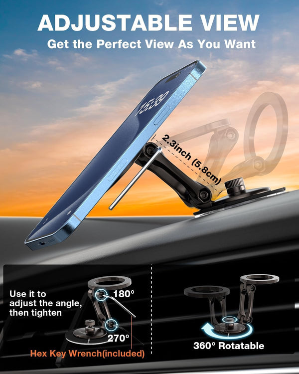 Smolink Phone Holders for Your Car Fits Car Dash&Tesla Screen, Magsafe Car Mount for Iphone, Strong Magnets Car Phone Mount, Universal