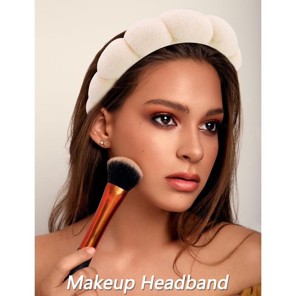 VELSCRUN 6 Pack Spa Headband, Makeup Headband, Face Wash Headbands, Skincare Headbands, Brown Sponge Hair Band Bow Tie Spa Head Band for Washing