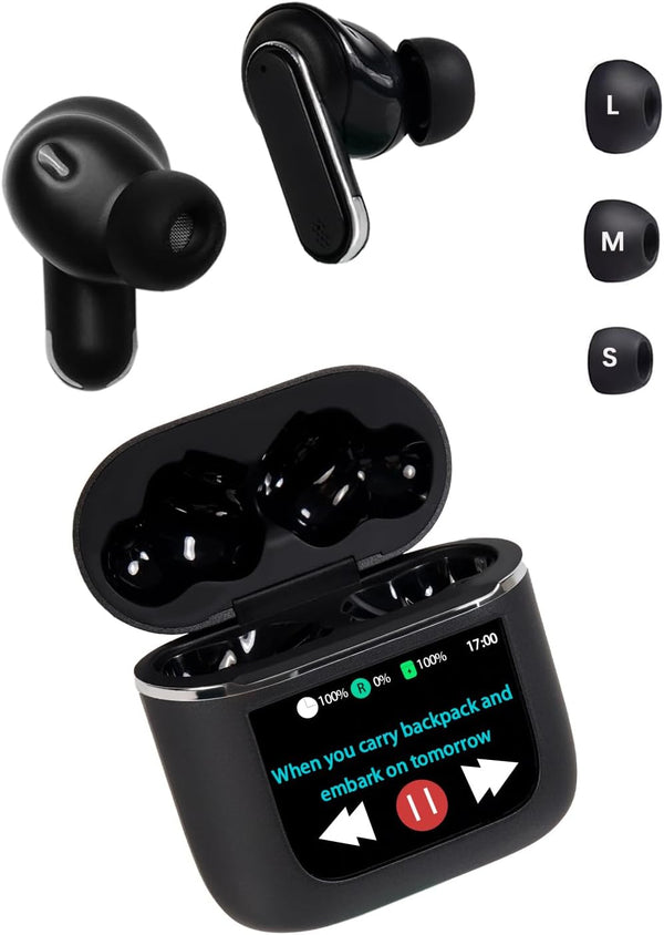 Smart Touchscreen Wireless Bluetooth 5.3 Headset, Super Smart Noise Canceling Earbuds, In-Ear Earbuds with Ear Caps, IPX56 Water Resistant, for