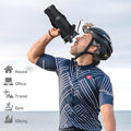 BLUEGO 32Oz Glass Water Bottle with Handle and Straw|Leakproof Sports Glass Bottle with Time Marker and Silicone Sleeve|Glass Drinking Bottle for
