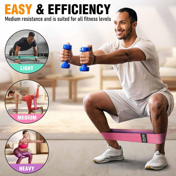Fabric Resistance Bands for Working Out - Exercise Bands for Women and Men, Booty Bands for Legs and Butt, Yoga, Pilates, Rehab, Fitness and Home