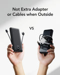VEGER Portable Charger for Iphone Built in Cables and Wall Plug, 10000Mah Slim Fast Charging USB C Power Bank, Travel Essential Battery Pack