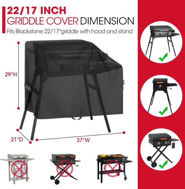 Unicook Griddle Cover for Blackstone 22 Inch and 17 Inch Griddle with Hood and Stand, Heavy Duty Waterproof Outdoor BBQ Grill Cover with Sealed