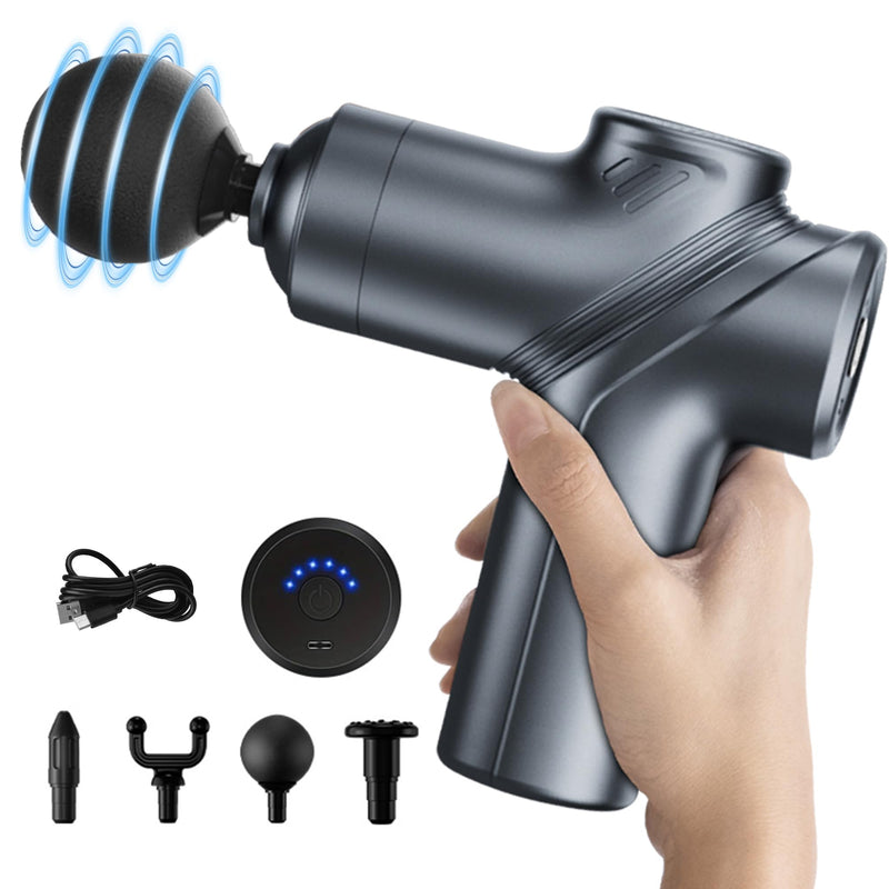 Massage Gun Deep Tissue, Silent Brushless Motor and Portable Massage Gun with 4 Interchangeable Heads for Deep Muscle Relief and Relaxation, Relax