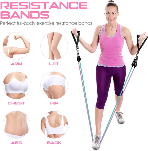 RENRANRING Resistance Bands for Working Out, 150LBS Exercise Bands, Workout Bands, Resistance Bands Set with Handles for Men Women, Legs Ankle