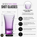 M&N HOME Purple Ombre Shot Glasses, 6-Pack Colored Whiskey & Tequila Glasses, 2 Oz round Gradient Purple