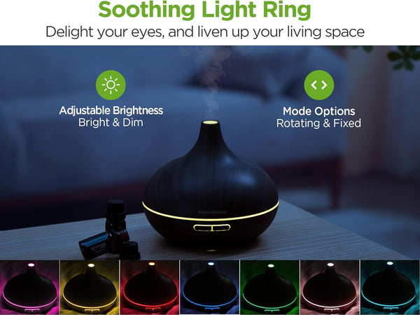 Innogear Aromatherapy Diffuser & 10 Essential Oils Set, 400Ml Diffuser Ultrasonic Diffuser Cool Mist Humidifier with 4 Timers 7 Colors Light
