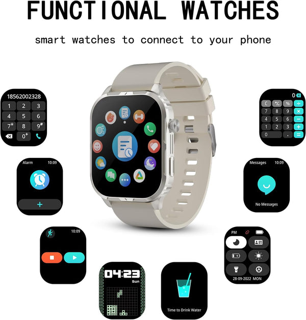 Smart Watch for Men Women with 2.1" HD Screen Military Watches, Call & Text for Android Ios, Heart Rate & Activity Tracker, IP68 Waterproof, 100