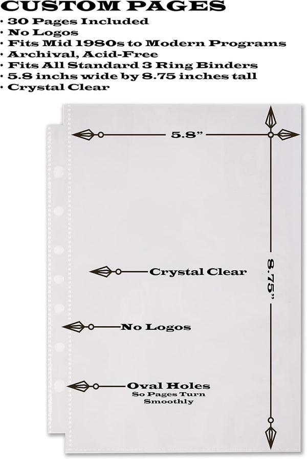 2Fold Binder for Holding Broadway Play Program and Theater Programs with 30 Custom Sheet Protectors - PU Leather - Fits Programs from Mid 1980S to