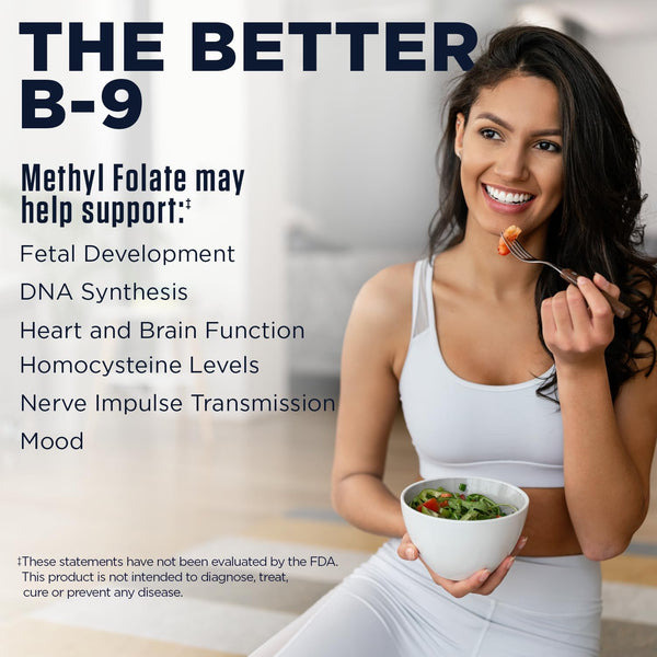 KAL Methyl Folate 400 Mcg DFE, 5-MTHF Active Form Vitamin B9, Folic Acid Supplement, Heart Health, Prenatal, Mood and Brain Support, Fast