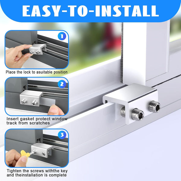 Sliding Window Locks (6 Sets), Window Locks for up and down Windows and Horizontal Windows, Window Security Bars, Window Security Lock with