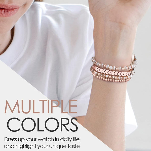 MOFREE Beaded Bracelet Compatible with Apple Watch Band 38Mm/40Mm/41Mm/42Mmï¼Series 10ï¼ 9/8/7/SE/6/5/4/3/2/1 Women Fashion Handmade Elastic Stretch
