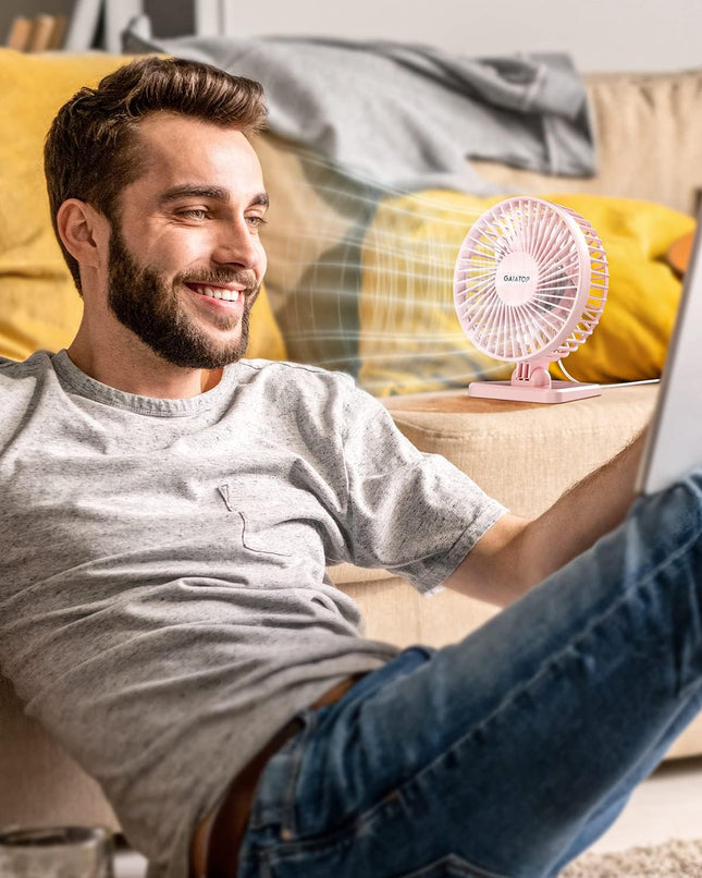 Gaiatop USB Desk Fan, Small but Powerful, Personal Portable Quiet 3 Speeds, Adjustable Mini Table Desktop Fan for Coolin