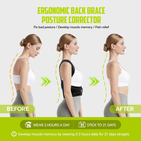 Back Brace Posture Corrector for Women and Men, Full Back Support Straps Straightener, Hunchback Improve Posture-Shoulder, Lumbar and Upper Lower
