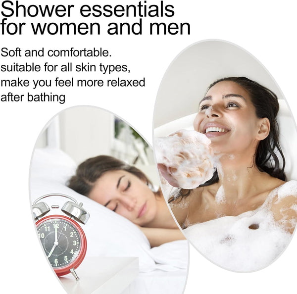 Fishent Bath Loofah Sponge, 3 Pack Loofahs Exfoliating Body Scrubber, 60G Soft Mesh Pouf Shower Puffs, Loofa for Women and Men